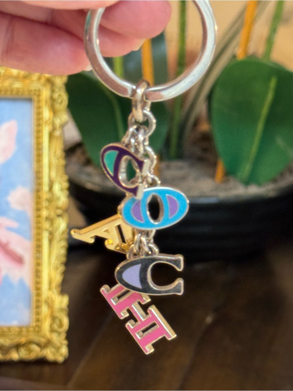 🩶🩷 COACH KEYCHAIN FOB MULTI-CHARM CASCADING LETTERS🩶💜🩷💛